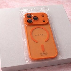 Orange iPhone 17 Pro Protective Case with Magnetic Ring